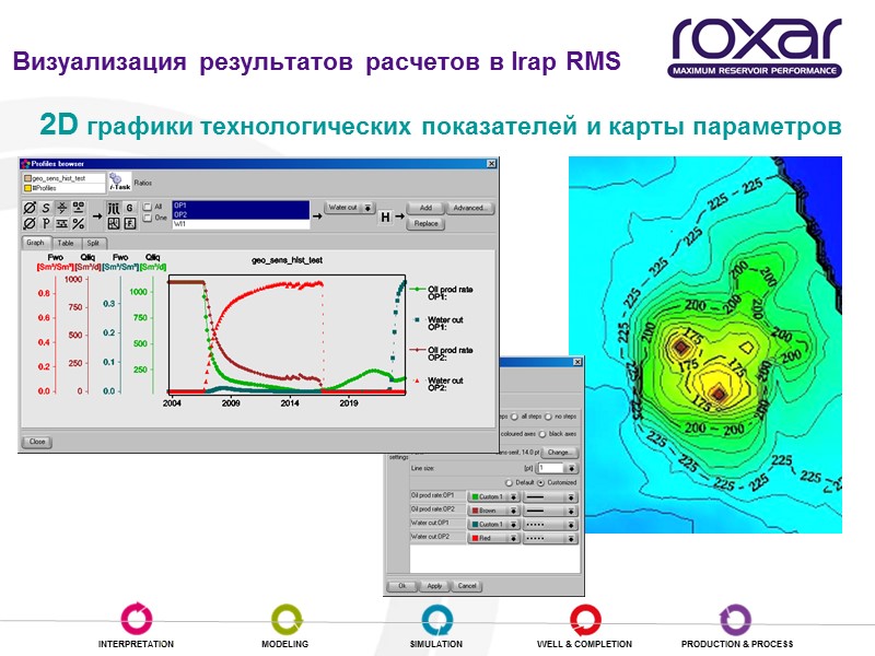 2D графики технологических показателей и карты параметров Визуализация результатов расчетов в Irap RMS